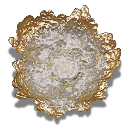 Glaze Mud Altın kenarlı Cam Meyve Tabağı 40 cm