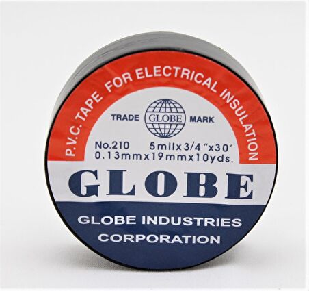 GLOBE PVC ELEKTRİK İZOLASYON BANT  "0.13x19x10Yards"  (SİYAH)