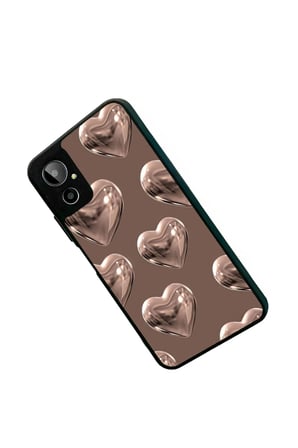 General Mobile Gm 23 SE Uyumlu Kahverengi Kalp Tasarımlı Parlak Silikon Kılıf