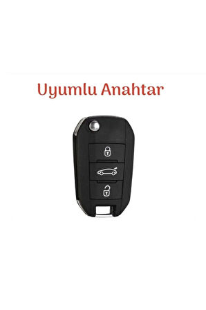 Peugeot 301 308 208 508 2008 3008 Citroen C3 C4 Opel Combo Nano Sustalı Anahtar Kılıfı Siyah Gümüş