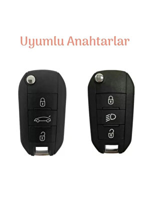 Peugeot 3008 208 308 Rifter Citroen C4 Opel Combo Sustalı Farlı Nano Anahtar Kılıfı Beyaz Gümüş Renk
