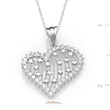 Gümüş Kalpli Kadın Kolye