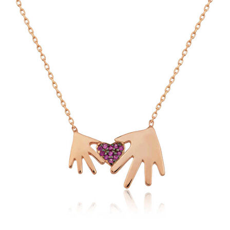 Gümüş Rose Anne Çocuk Eli Kadın Kolye