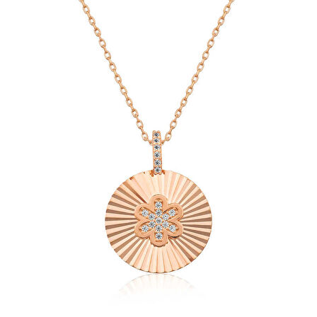 Gümüş Rose Fırfırlı Çiçek Kadın Kolye