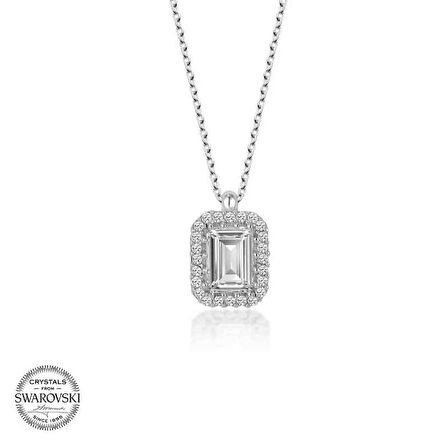 Swarovski Taşlı Gümüş Baget Kadın Kolye