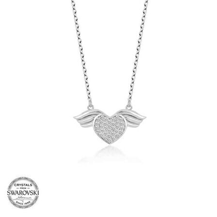 Swarovski Taşlı Gümüş Kalp Kadın Kolye