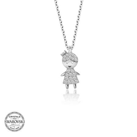 Swarovski Taşlı Gümüş Çocuk Kadın Kolye
