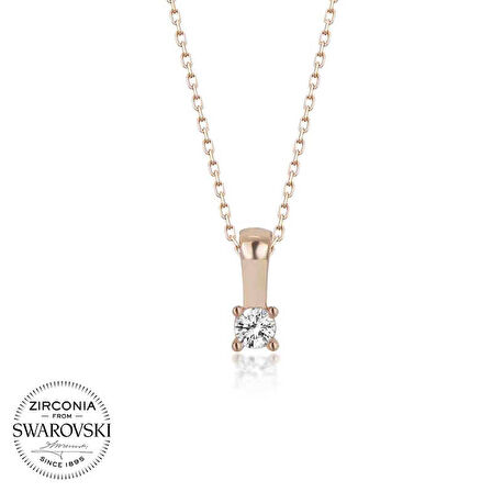 Swarovski Taşlı Gümüş Tektaş Bayan Kolye