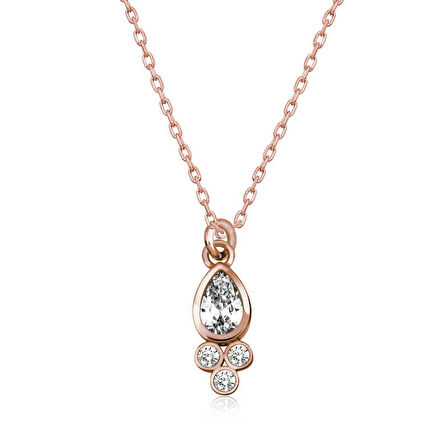 Gümüş Rose Çiğ Damlası Tektaş Kadın Kolye