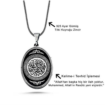 Gümüş Kelime-i Tevhid Kolye