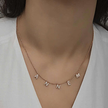 ​Gümüş Rose Annem Yazılı Kadın Kolye