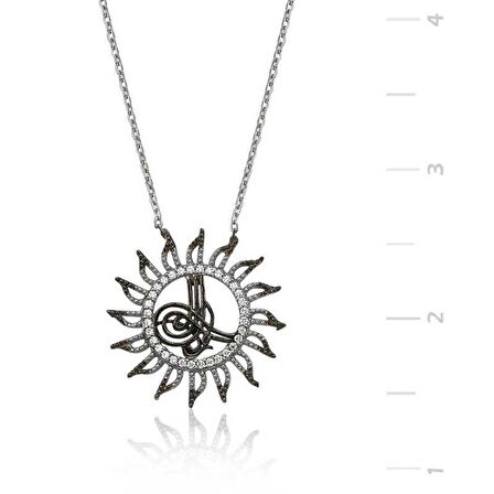 Gümüş Tuğralı Güneş Kadın Kolye