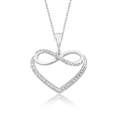 Gümüş Kalpli Sonsuzluk Kadın Kolye