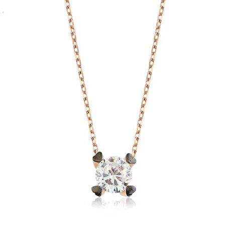 Gümüş Kalpli Tek Taş Kadın Kolye