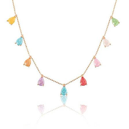 Gümüş Rose Renkli Kadın Şans Kolyesi