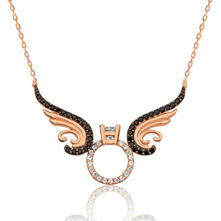 Gümüş Tek Taş Melek Kadın Kolye