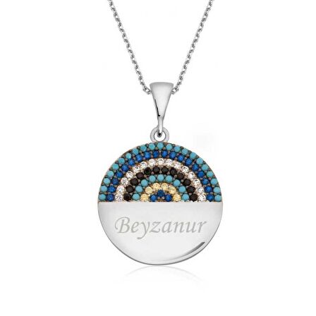 Gümüş Mavi Taşlı İsimli Kadın Kolye