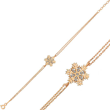 Gümüş Rose Kar Tanesi Kadın Bileklik