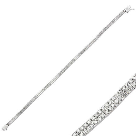 Gümüş İki Sıra Su Yolu Kadın Bileklik