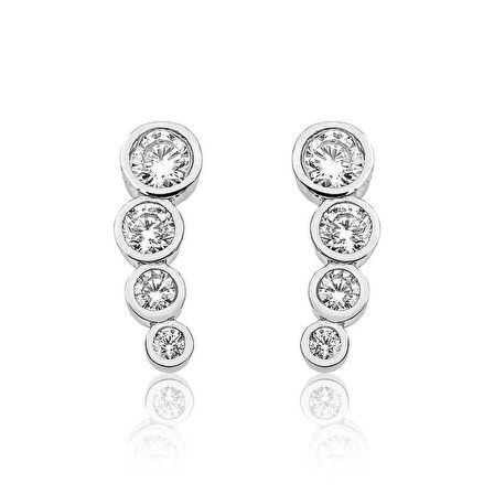 Gümüş 4 Taş Kadın Küpe