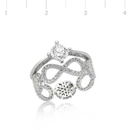 Gümüş Çift Taraflı Sonsuzluk Tek Taş Yüzük