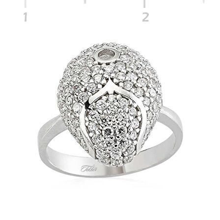 Gümüş Beyaz Taşlı Kadın Yüzük