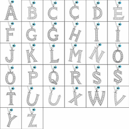 Gümüş Nazar Rodyum Z Harfi Kadın Kolye