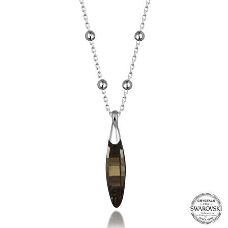 Swarovski Crystal Taşlı Top Zincir Çubuk Gümüş Kadın Kolye