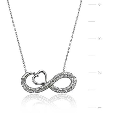 Gümüş Kalpli Sonsuzluk Kadın Kolye