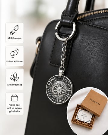12 Burç Astroloji Anahtarlık Unisex Metal Aksesuar