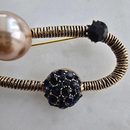 Ay Detaylı İnci Broş