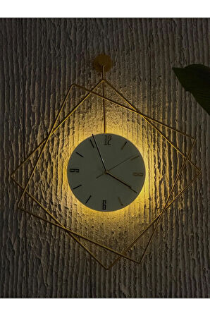 Ferrero Kristal GOLD SERİSİ - (Pilli Led) - Quartz Mekamizma - Metal Duvar Saati