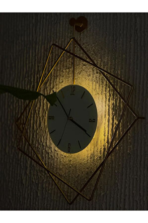 Ferrero Kristal GOLD SERİSİ - (Pilli Led) - Quartz Mekamizma - Metal Duvar Saati