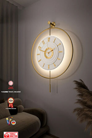 12-24h(Gold 5'li Elegante Set) XXL Timelles(60X80CM)-(Pilli Led)-Metal (Mobilya)Duvar Saati