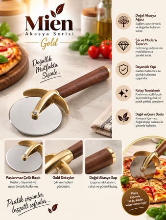 Akasya Saplı Gold Pizza ve Hamur Kesici