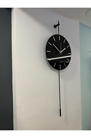 Gravity Siyah Camli - ( Led Yok )- Modern Dekoratif Metal Camlı Duvar Saati