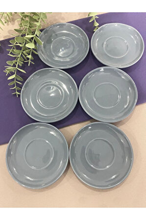Gri Çay Tabağı - Bardak Altlığı 6 lı
