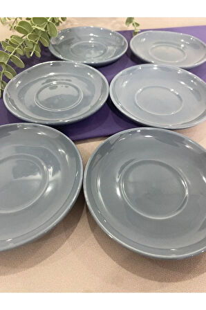 Gri Çay Tabağı - Bardak Altlığı 6 lı