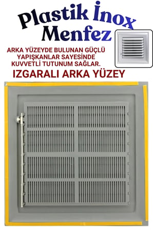 30 x 30 CM Gri Plastik Menfez - Banyo, WC ve Tuvalet İçin Panjurlu Havalandırma Kapağı Izgarası Pencere 30x30 Panjur Sineklik Kapağı Izgarası Hava Kanalı Çıkışı Duvar Cam Kare Aspiratör Baca Teli