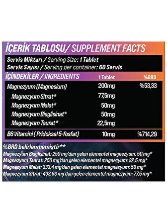 Grimlabs Oblıvıon Magnesium Malate , Citrate , bisglisinat , Taurat complex 60 Tablet