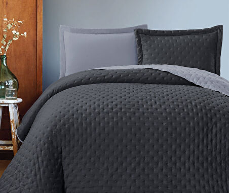 Washed Çift Taraflı Çift Kişilik Yatak Örtüsü Seti - 260x240 cm - Pvc Çantalı