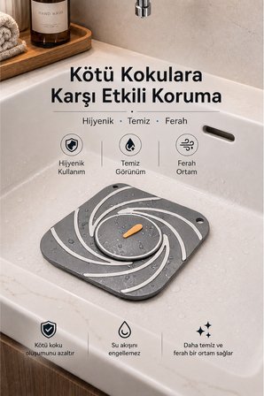 Gri Silikon Gider Kapağı Delikli Koku Önleyici Lavabo Süzgeci Banyo Mutfak Gider Matı