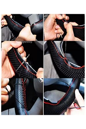 Audi A4 Uyumlu Direksiyon Kılıfı Delikli Dikmeli 38×11cm