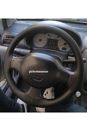 Ford Focus 1 Uyumlu Direksiyon Kılıfı Dikmeli Soft Siyah Deri Siyah Ipli A Plus ( 38×10.5cm )