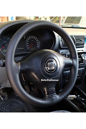 Seat Toledo Uyumlu Dikmeli Deri Direksiyon Kılıfı Soft Siyah Esnek Kokusuz A+plus ( 38cm×10.5cm )