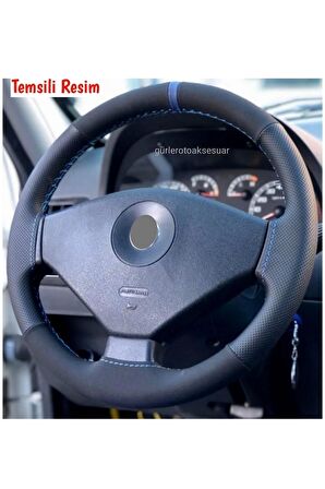 Fiat Punto Uyumlu Dikmeli Direksiyon Kılıfı Alkantara Delikli Mavi Yüzüklü