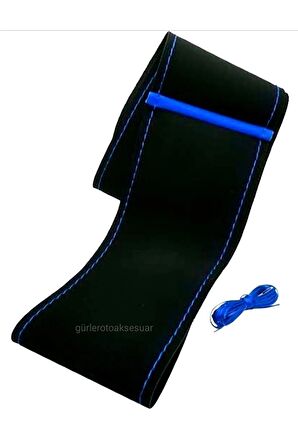 Universal Oto Alkantara Mavi Yüzüklü Direksiyon Kılıfı 37-39cm