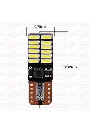 4 Adet T10 Led Ampul 12v Park Led Plaka Led Tavan Led 24 Ledli Beyaz