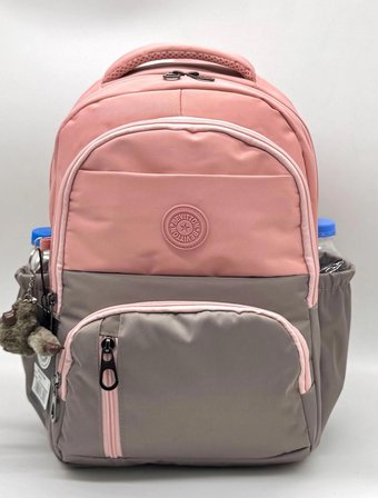İlk Okul Çantası 3'lü Set Unisex Suya Dayanıklı Erkek Çocuk Sırt ilkokul Çantası 8010 Pudra-Vizon