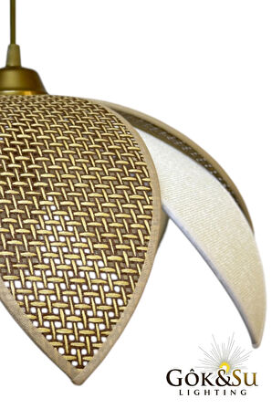 Rattan Papatya Model Naturel Renk Avize